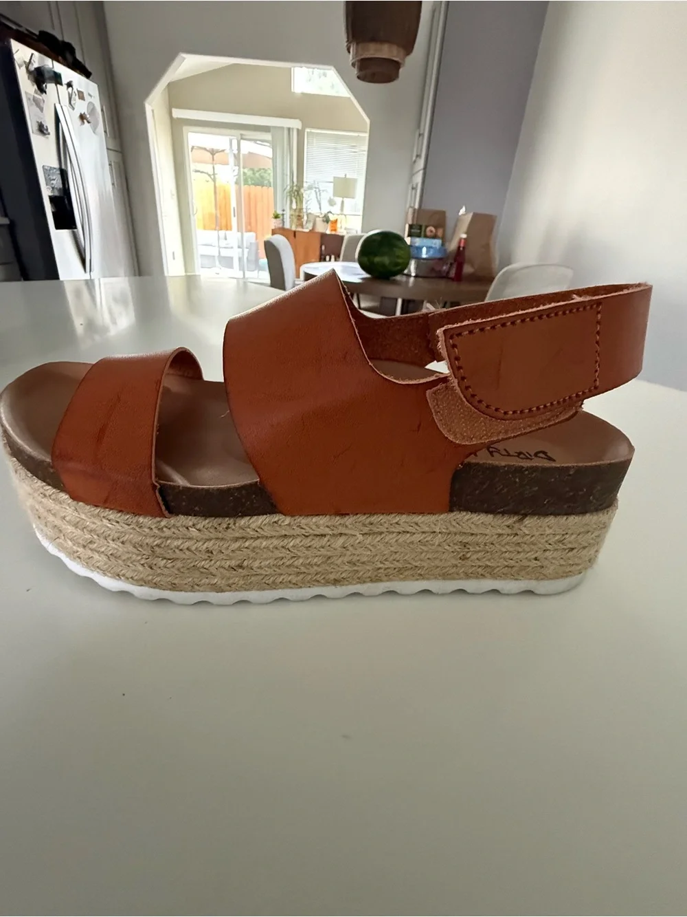 Dirty Laundry Tan Leather-Look Espadrille Platform Sandals